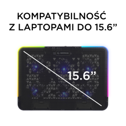 Rampage Sixpower R9 - Podstawka chłodząca pod laptop 15,6'', RGB, regulowana