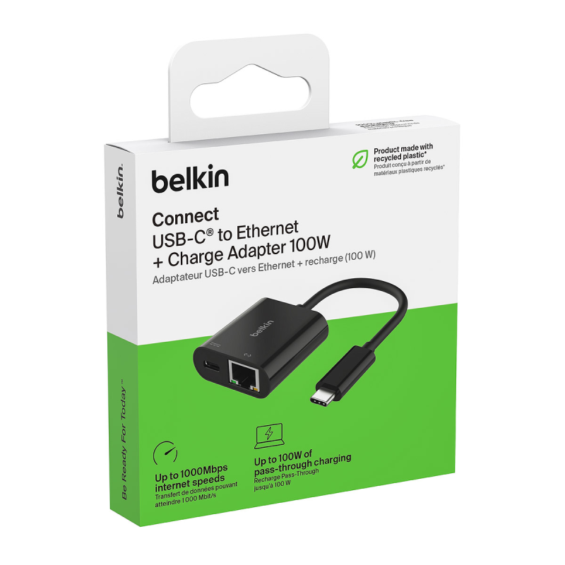 Belkin Adapter USB-C - Ethernet z funkcją ładowania PD 100W