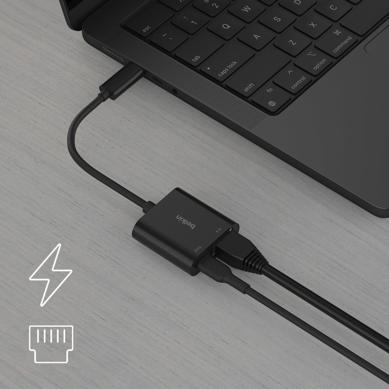 Belkin Adapter USB-C - Ethernet z funkcją ładowania PD 100W