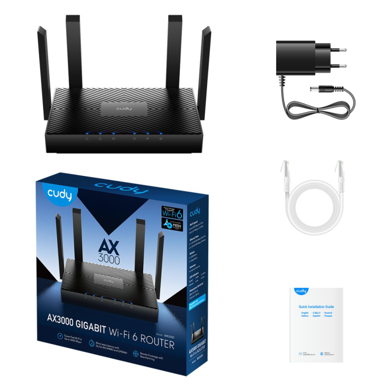 CUDY WR3000 | router, Wi-Fi 6, 2,4GHz/5GHz, Gigabit, MESH