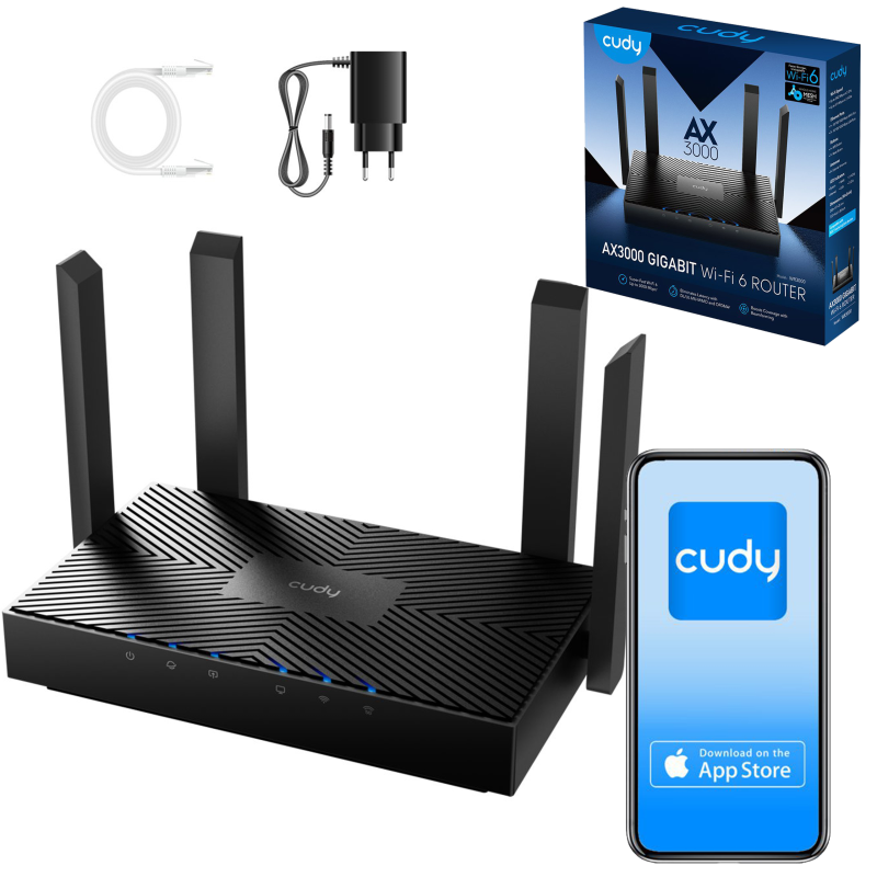 CUDY WR3000 | router, Wi-Fi 6, 2,4GHz/5GHz, Gigabit, MESH