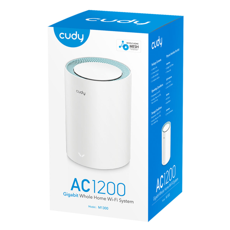 CUDY M1300(1-Pack) | Mesh, WiFi 5, 2,4GHz/5GHz, Gigabit