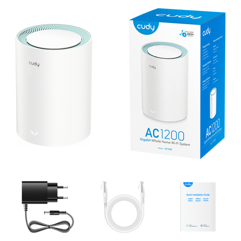 CUDY M1300(1-Pack) | Mesh, WiFi 5, 2,4GHz/5GHz, Gigabit