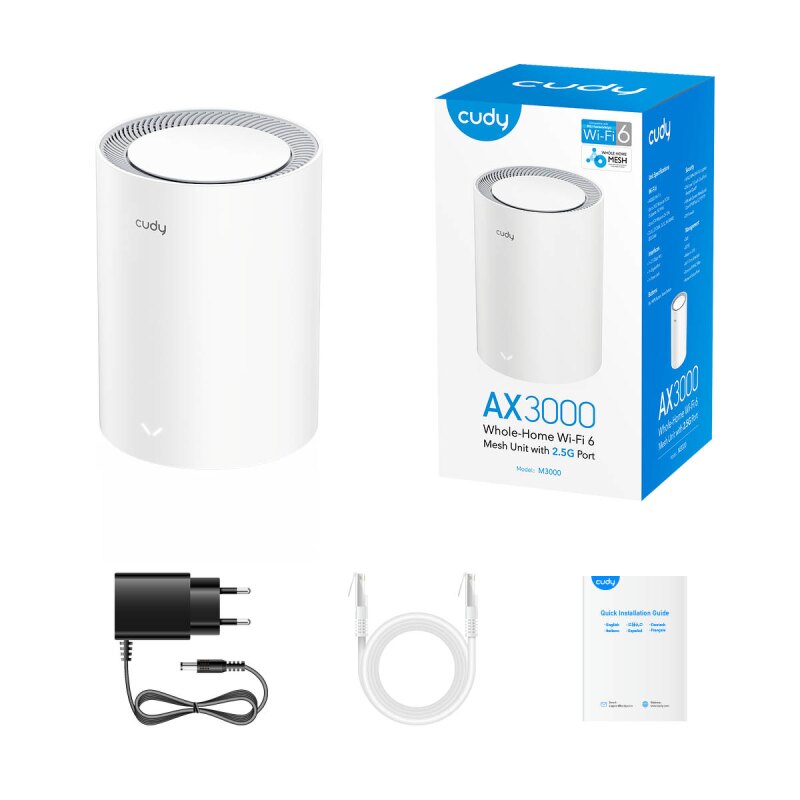 CUDY M3000(1-Pack) | Mesh, WiFi 6, 2,4GHz/5GHz, Multi-Gigabi… | PartsPC.pl
