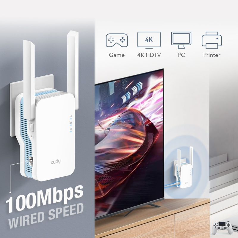 CUDY RE1200 | Repeater, wzmacniacz sygnału Wi-Fi, Mesh