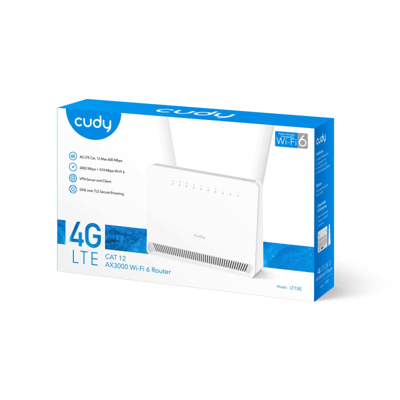 CUDY LT15E | router na karte SIM, Wi-Fi 6, 4G LTE, MESH, Gigabit