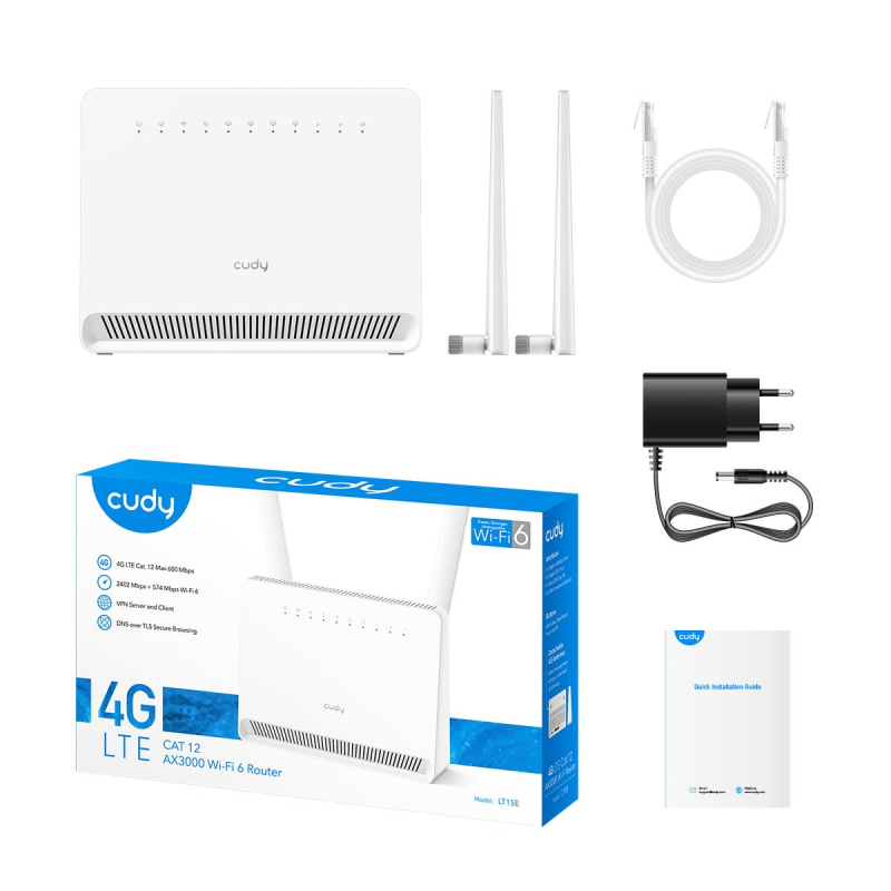CUDY LT15E | router na karte SIM, Wi-Fi 6, 4G LTE, MESH, Gigabit