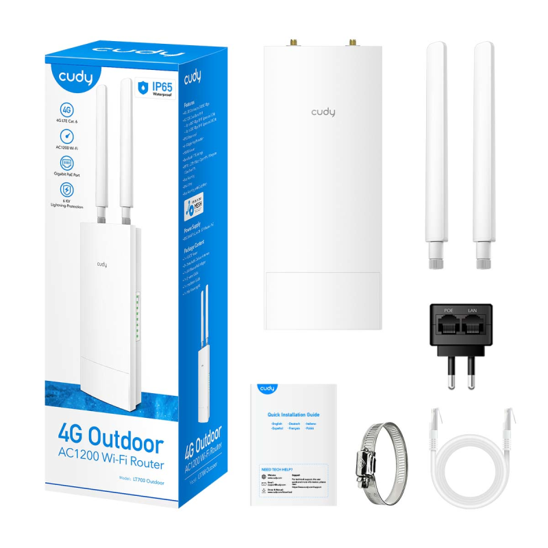 CUDY LT700 Outdoor_EU | router na karte SIM, Wi-Fi 5, 4G LTE, MESH, Gigabit, zewnętrzny