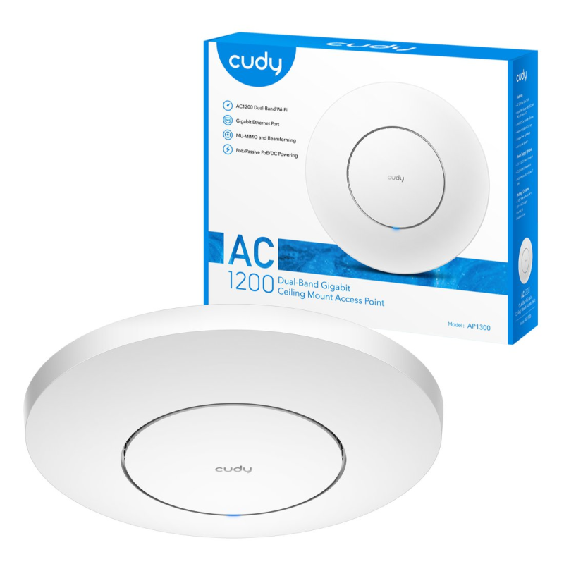 CUDY AP1300 | Access Point (AP), Wi-Fi 5, 2,4GHz/5GHz, Gigabit, PoE