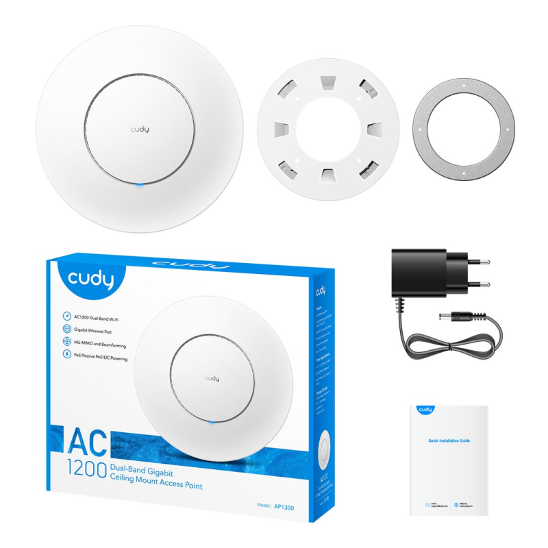 CUDY AP1300 | Access Point (AP), Wi-Fi 5, 2,4GHz/5GHz, Gigabit, PoE