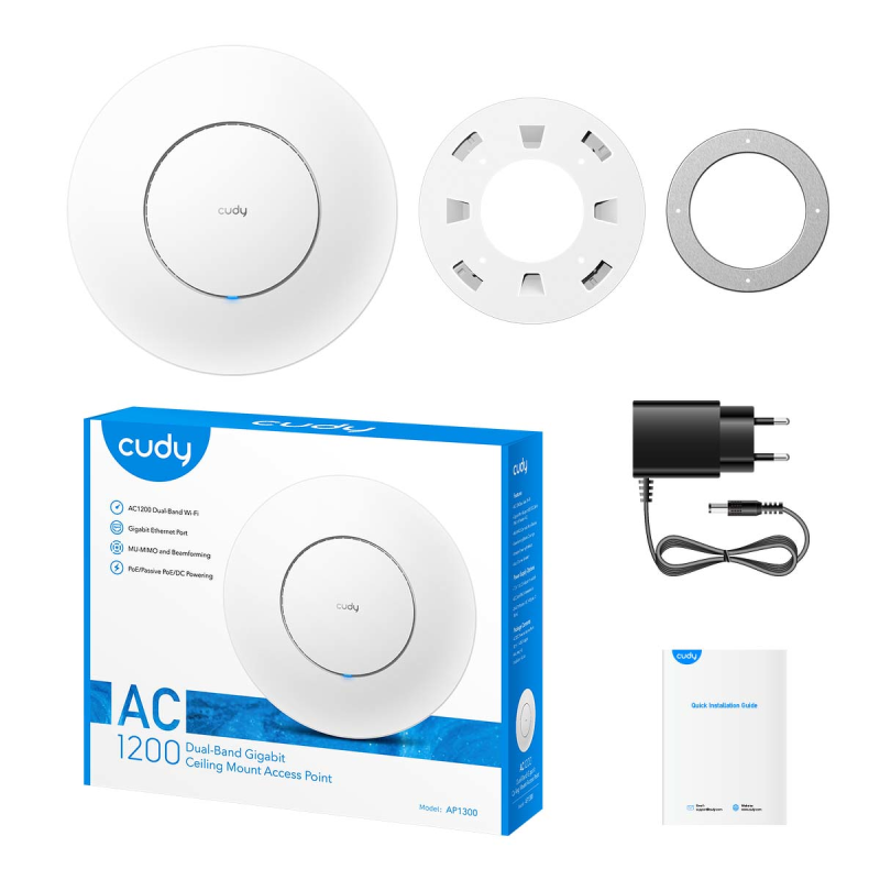 CUDY AP1300_P | Access Point (AP), Wi-Fi 5, 2,4GHz/5GHz, Gigabit, PoE