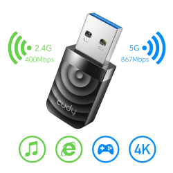 CUDY WU1300S | karta sieciowa, adapter Wi-Fi, 2,4GHz/5GHz, USB 3.0