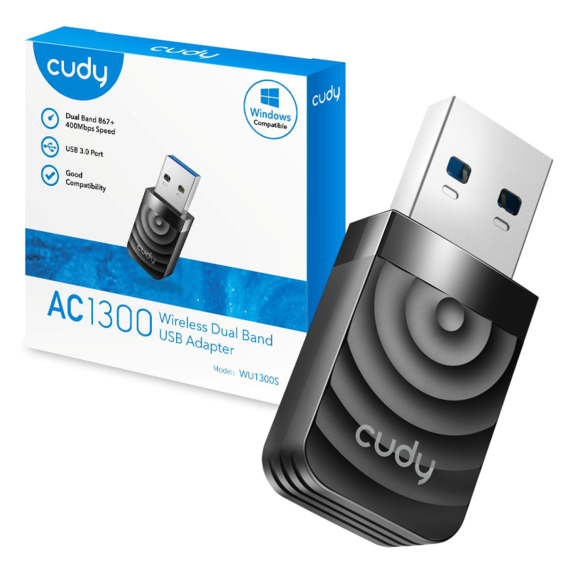 CUDY WU1300S | karta sieciowa, adapter Wi-Fi, 2,4GHz/5GHz, USB 3.0