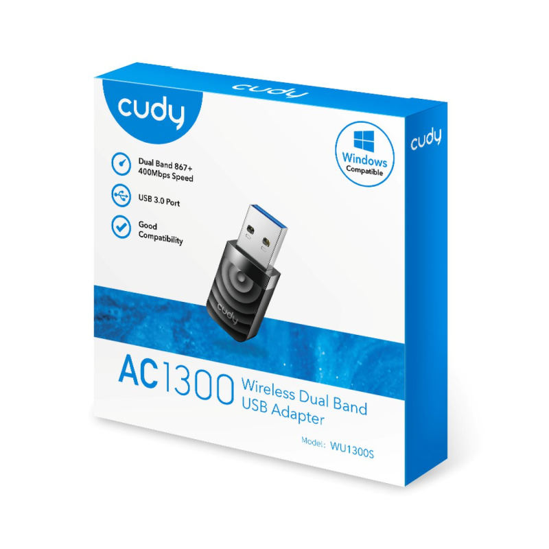 CUDY WU1300S | karta sieciowa, adapter Wi-Fi, 2,4GHz/5GHz, USB 3.0