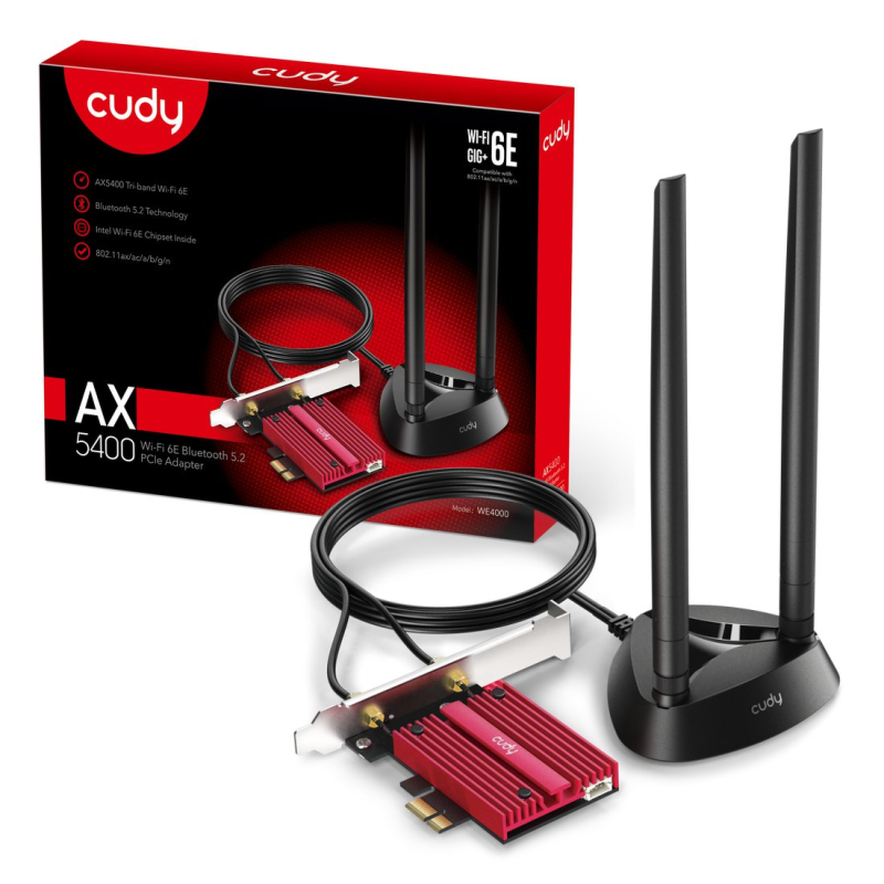 CUDY WE4000 | karta sieciowa, adapter Wi-Fi 6E, 2,4GHz/5GHz, PCI Express