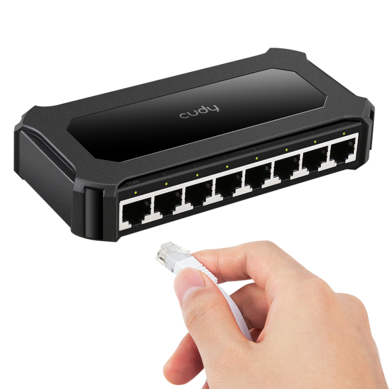 CUDY GS108D | przełącznik sieciowy, 8-portowy, Gigabit, Metalowa obudowa