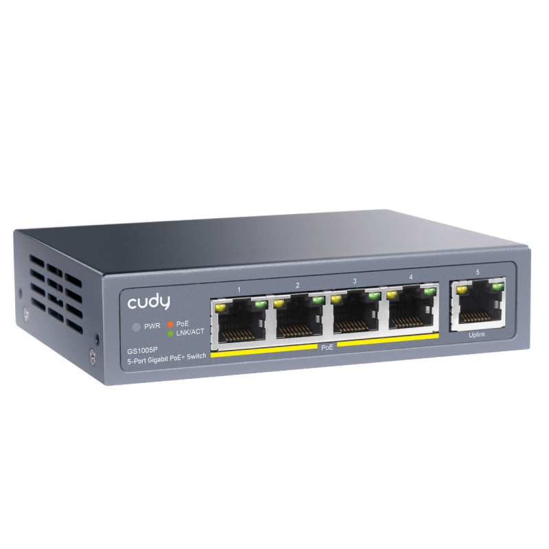 CUDY GS1005P | przełącznik sieciowy, 5-portowy, Gigabit, PoE+, 90W