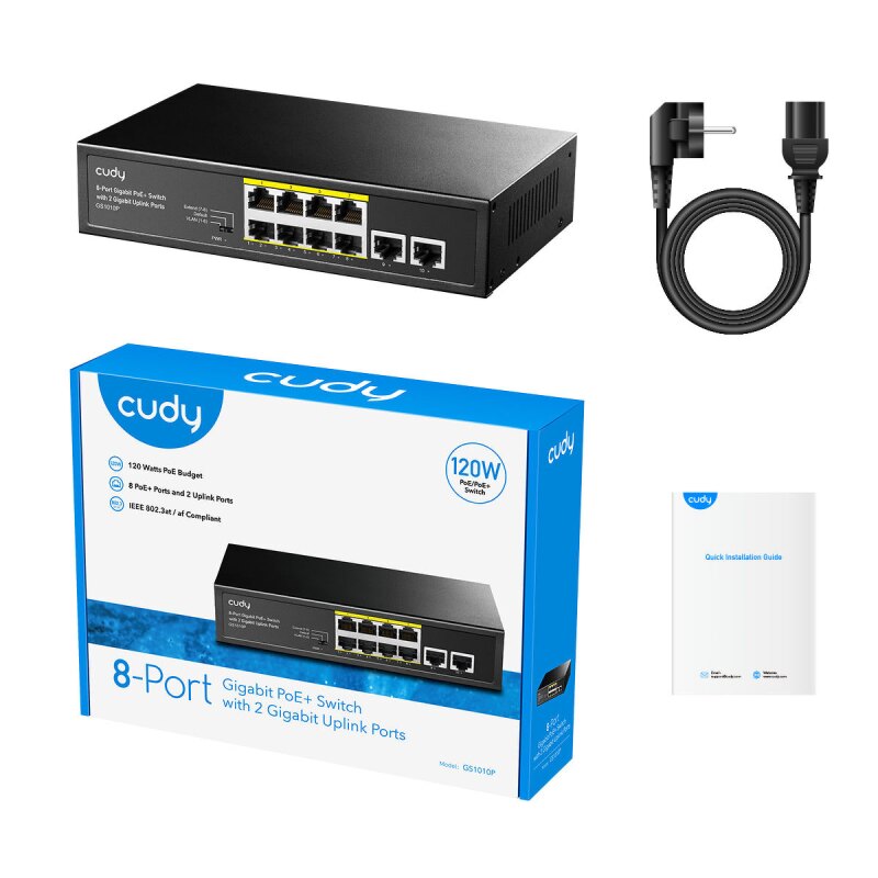 CUDY GS1010P | przełącznik sieciowy, 8-portowy, Gigabit, PoE… | PartsPC.pl