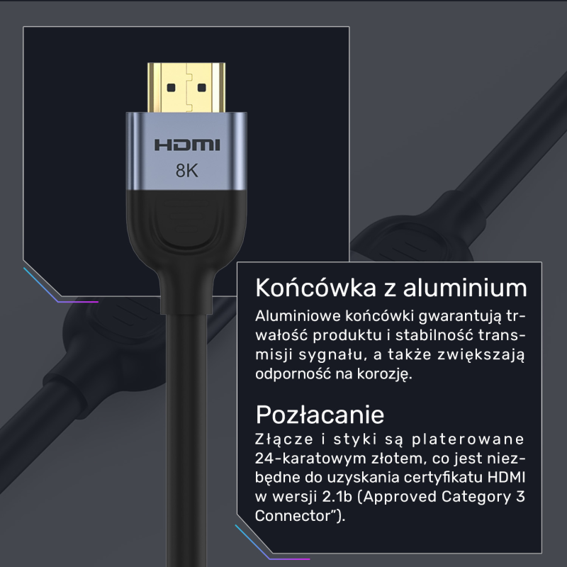 Unitek Kabel HDMI 2.1 8K 60Hz, czarny, 5m