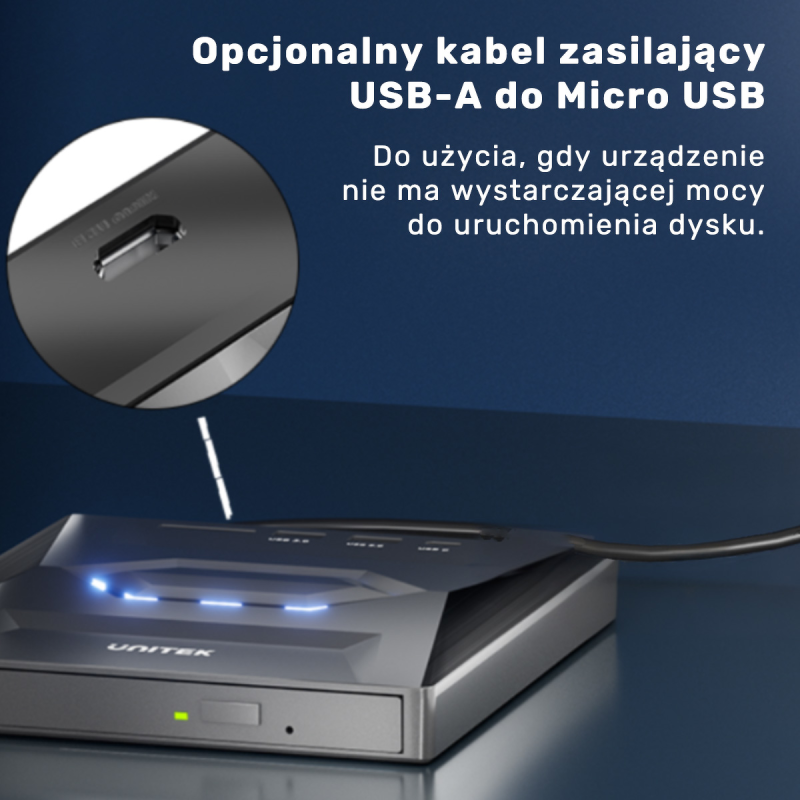 Unitek Nagrywarka zewnętrzna DVD/CD, Hub USB 5Gbps, czytnik kart SD