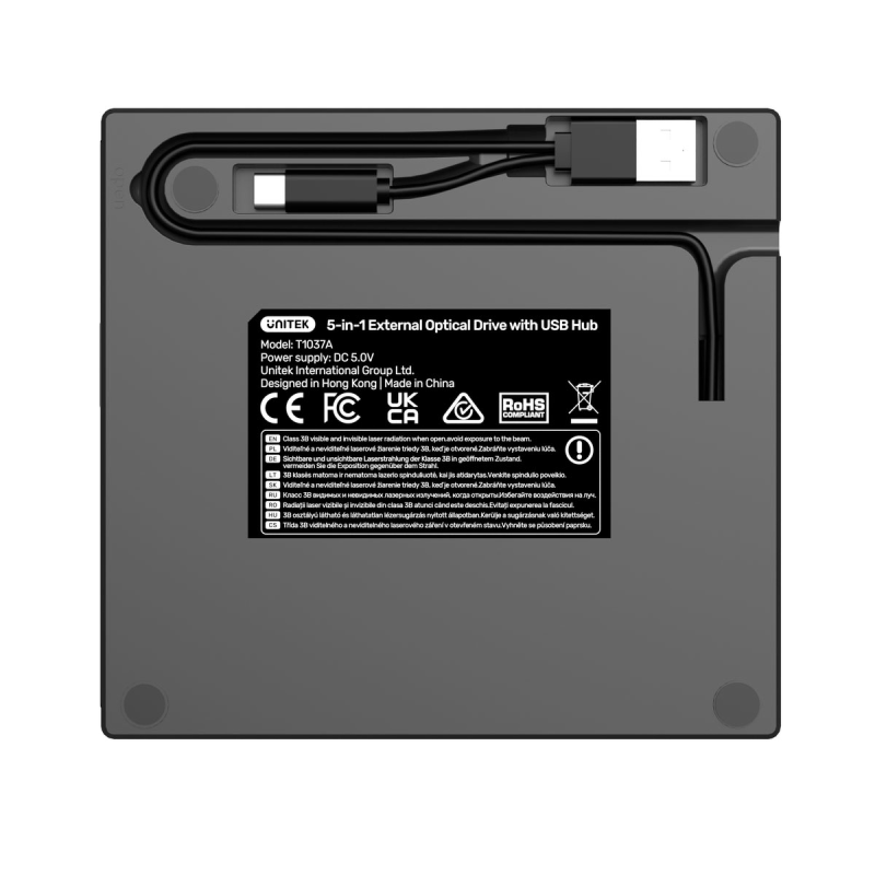Unitek Nagrywarka zewnętrzna DVD/CD, Hub USB 5Gbps, czytnik kart SD