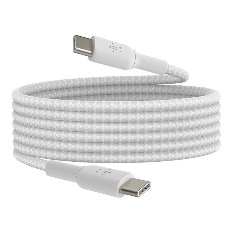 Belkin Kabel USB C na USB C 60W oplot, biały 2m