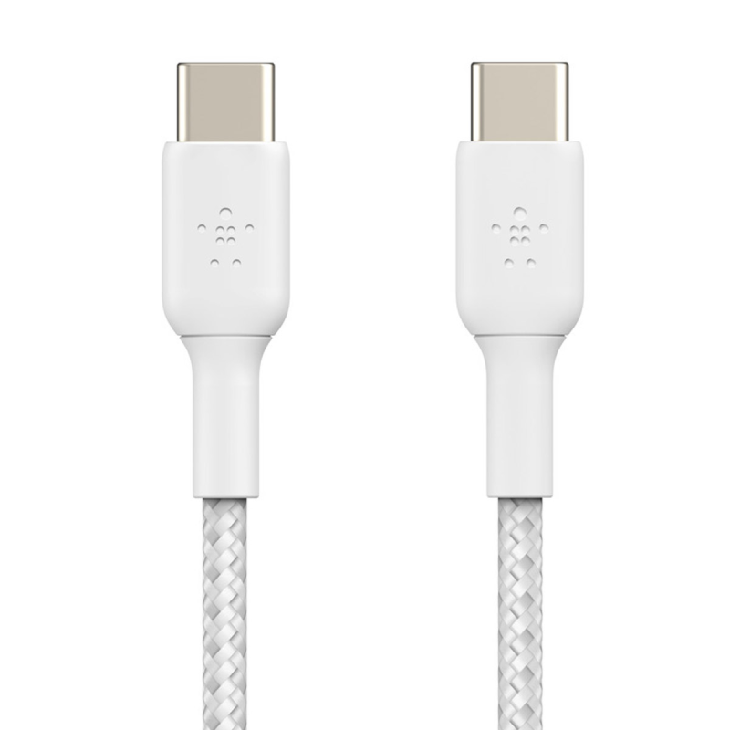 Belkin Kabel USB C na USB C 60W oplot, biały 2m