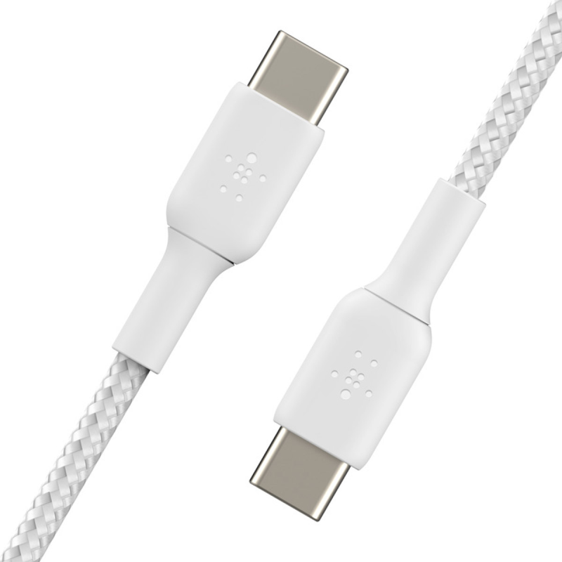 Belkin Kabel USB C na USB C 60W oplot, biały 2m