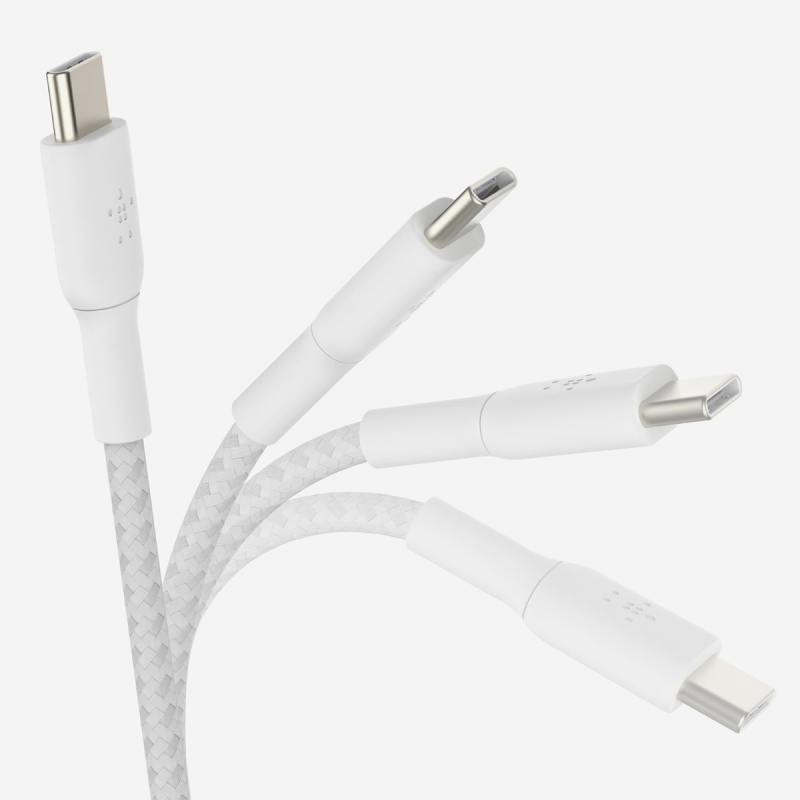 Belkin Kabel USB C na USB C 60W oplot, biały 2m