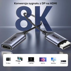 Unitek Przejściówka z DisplayPort 1.4 na HDMI 2.1, 8K60Hz