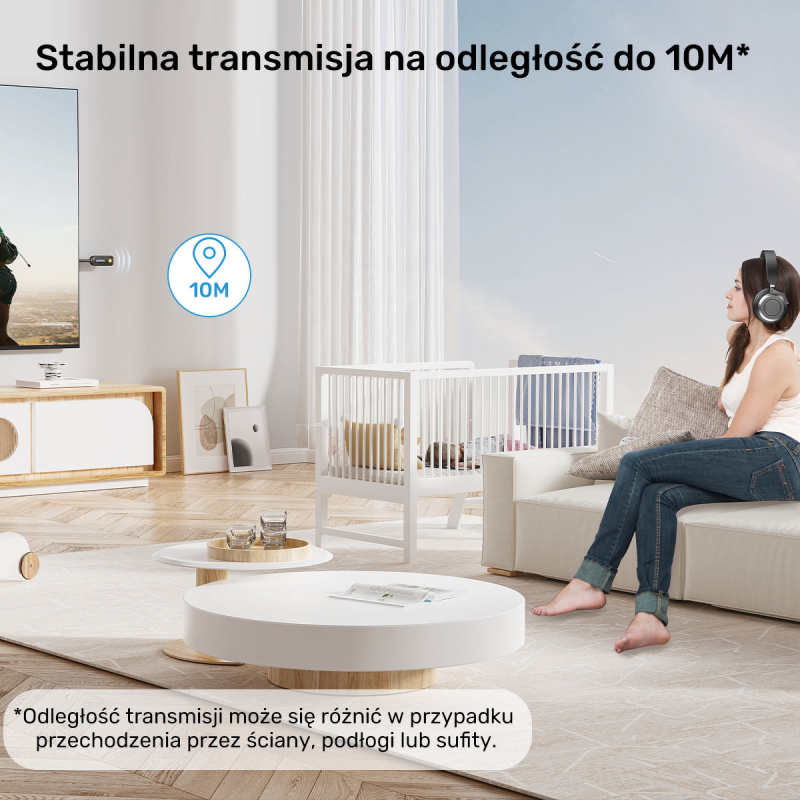 UNITEK 2w1 Adapter Bluetooth 5.3 nadajnik/odbiornik audio zasięg 10m czarny