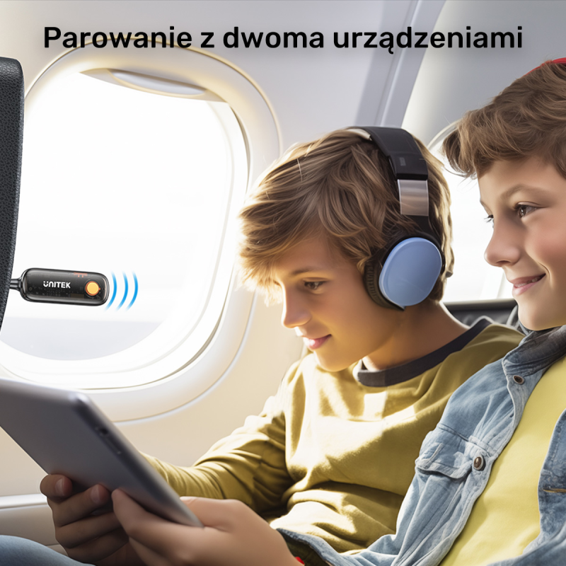 UNITEK 2w1 Adapter Bluetooth 5.3 nadajnik/odbiornik audio zasięg 10m czarny