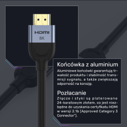 Unitek Kabel HDMI 2.1 8K 60Hz, czarny, 2m