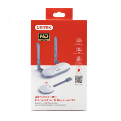 Unitek Bezprzewodowy nadajnik i odbiornik HDMI zasięg do 50m, biały