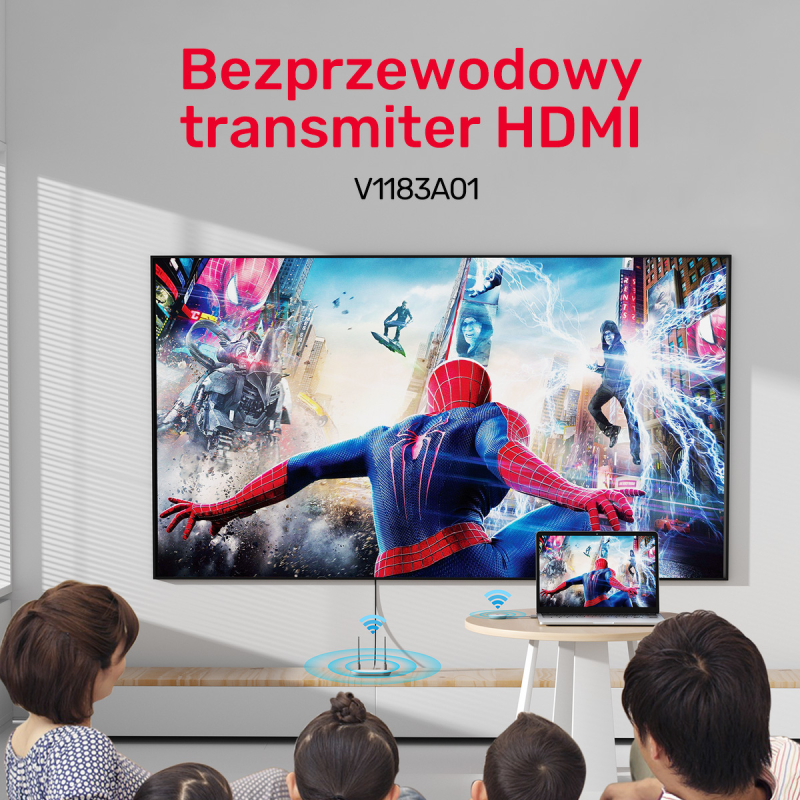 Unitek Bezprzewodowy nadajnik i odbiornik HDMI zasięg do 50m, biały