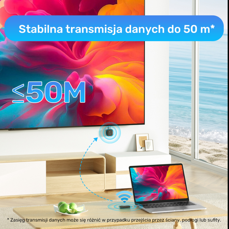 Unitek Bezprzewodowy nadajnik HDMI zasięg do 50m, czarny