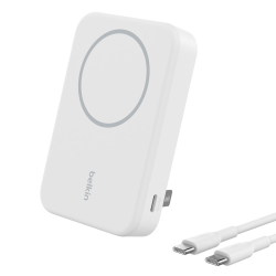 Belkin Powerbank 10 000 mAh, 15 W Qi2.0, magnetyczny, z podstawką, biały