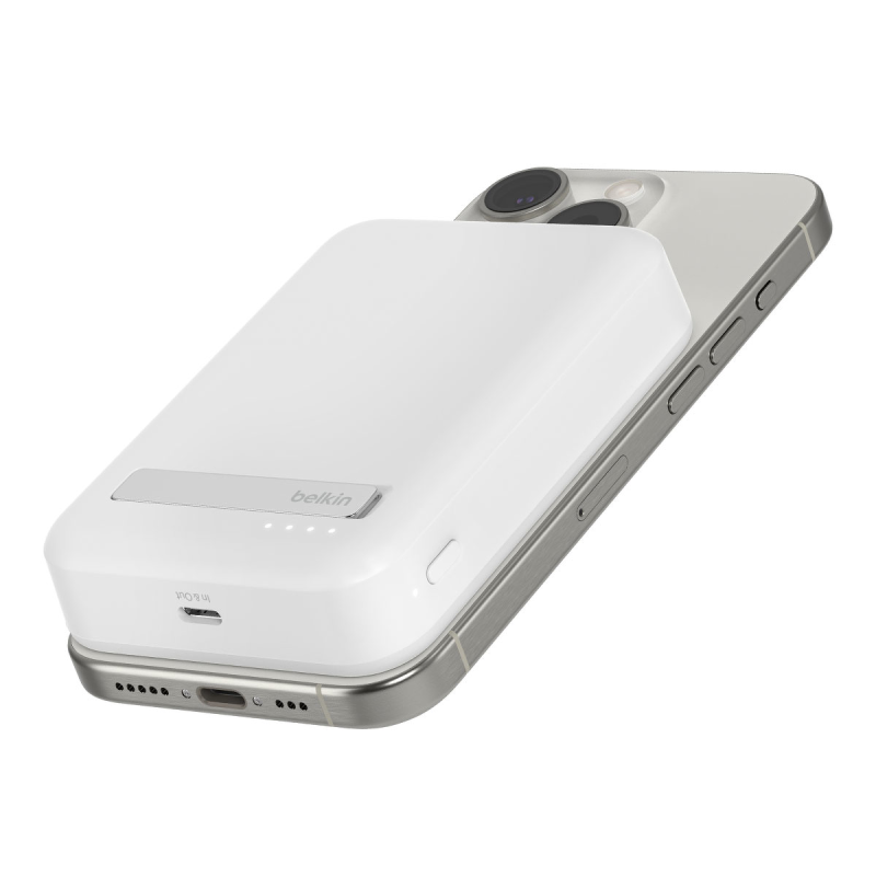 Belkin Powerbank 10 000 mAh, 15 W Qi2.0, magnetyczny, z podstawką, biały