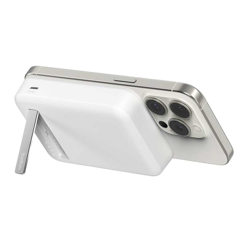 Belkin Powerbank 10 000 mAh, 15 W Qi2.0, magnetyczny, z podstawką, biały
