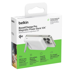 Belkin Powerbank 10 000 mAh, 15 W Qi2.0, magnetyczny, z podstawką, biały