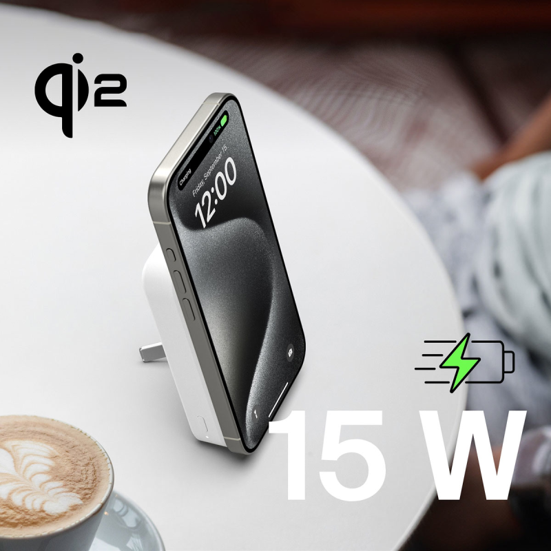 Belkin Powerbank 10 000 mAh, 15 W Qi2.0, magnetyczny, z podstawką, biały