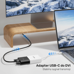 Unitek Adapter USB-C na DVI 1080P@60Hz, biały, 15cm
