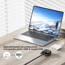 Unitek Adapter USB-C na DVI 1080P@60Hz, biały, 15cm