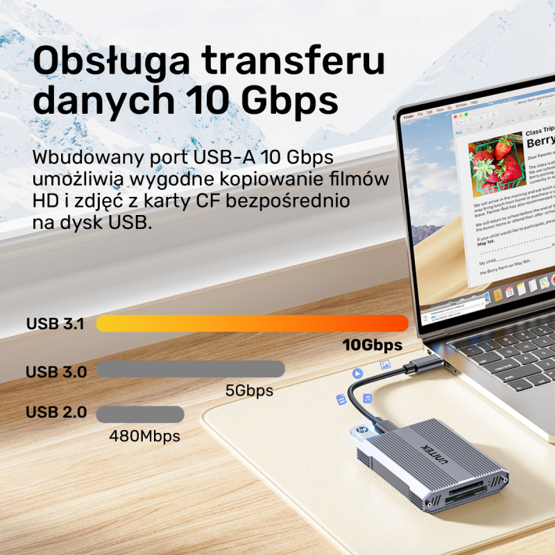 Unitek Czytnik kart pamięci CF Express, SD/microSD, USBA 10 Gbs + HUB
