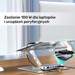 Unitek Podstawka pod laptop z odłączanym hubem USB-C HDMI 1,4, 4K PD 100W