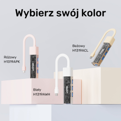 Unitek hub dwukierunkowy USB C/USB A 5Gbps, 4x USB A kremowy