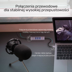 Unitek Hub USB C 4w1 Ethernet 3 x USB A 5 Gbps z adapterem USB A