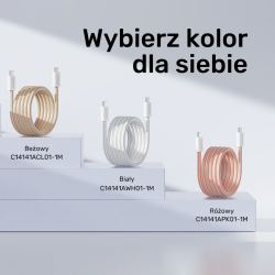 Unitek Kabel w oplocie zwijany magnetycznie USB C PD 100W beżowy 1m