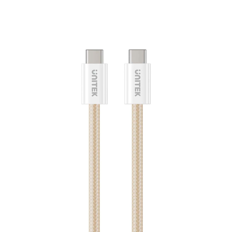 Unitek Kabel w oplocie zwijany magnetycznie USB C PD 100W beżowy 1m