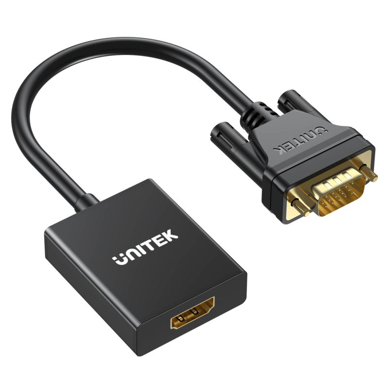 Unitek Adapter VGA na HDMI FullHD czarny 15cm